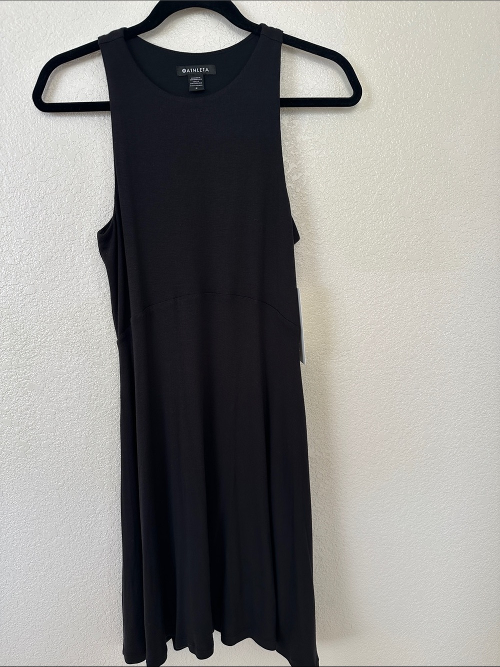 NWT Athleta Santorini Black Midi Swing Dress size S